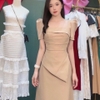 Set Áo Tay Phồng Xếp Ly Ngực Phối Chân Váy A Thanh Lịch. Nữ Women. A-031. Đen