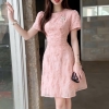 Đầm Ngắn Voan Tơ Lưới Hồng Sang Trọng ( Tặng Kèm Tag). A-0153. Dress. Women