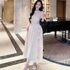 -Đầm Ren Trắng Dáng Dài  Hoa Eo Kiêu Sa .A-0147 .Women. Dress