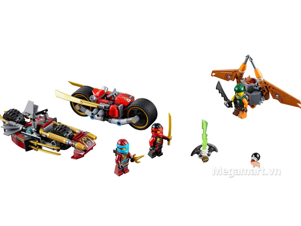 Lego Ninjago 70600 - Xe địa hình Ninja được trang bị nhiều xe đua và vũ khí ấn tượng dành cho các nhân vật
