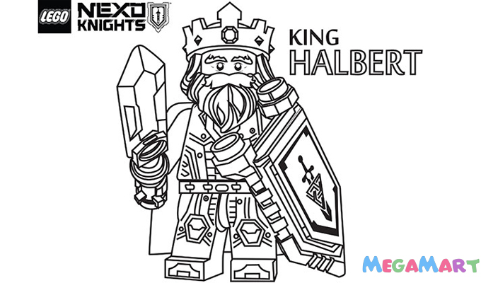 Tranh tô màu Lego Nexo Knights nhân vật vua Halbert