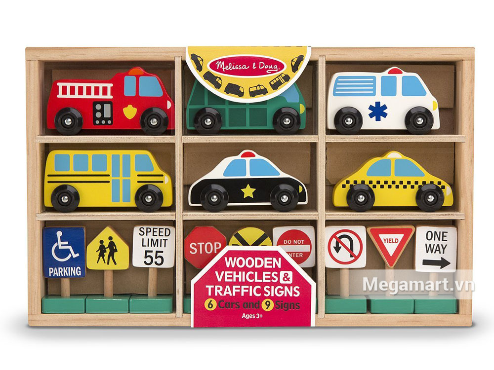 Hình ảnh sản phẩm đồ chơi gỗ Melissa & Doug Bộ xe và biển báo giao thông