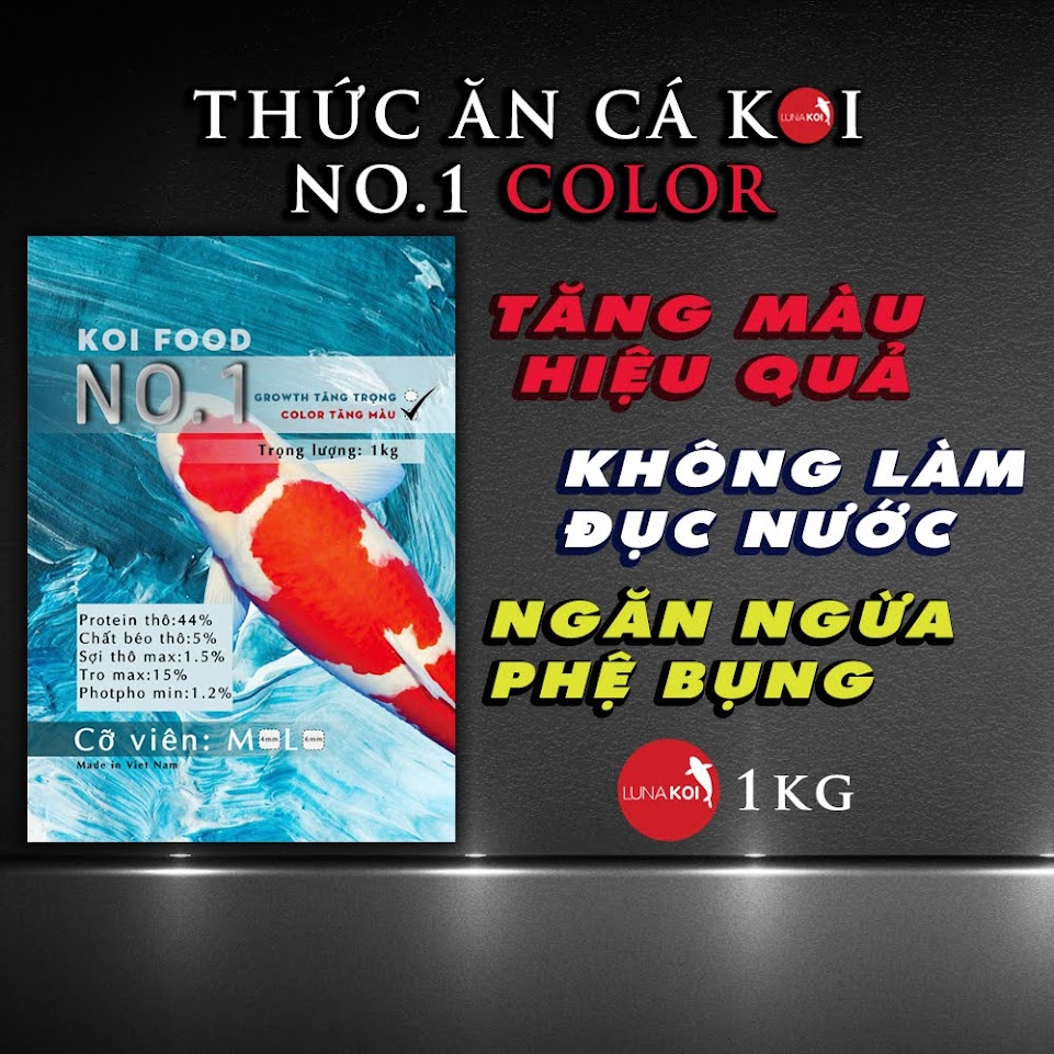 No.1 Color Thức ăn cá Koi tăng màu đẹp, không làm đục nước, ngăn ngừa phệ bụng cá