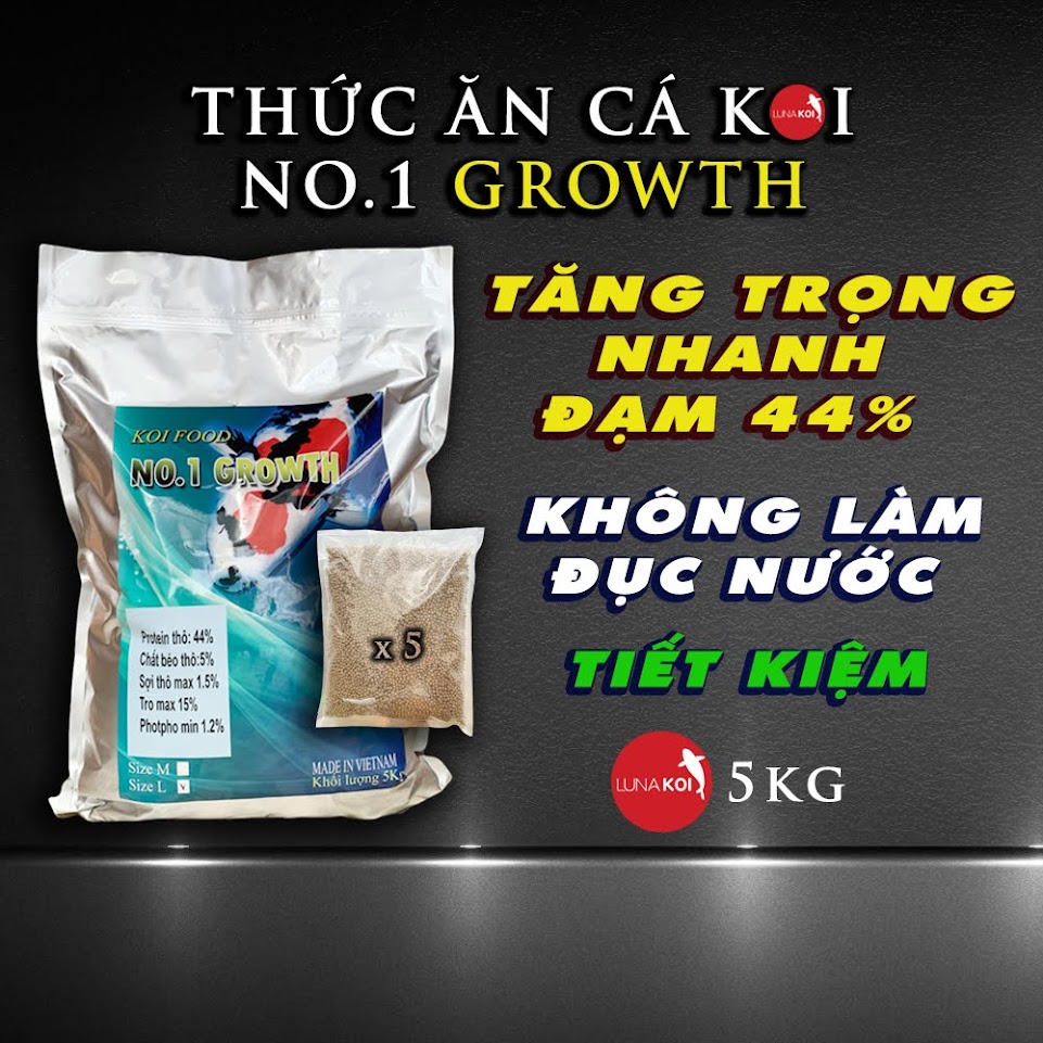 No.1 Growth 5kg Thức ăn cá Koi tăng trọng nhanh, giá thành bình dân, tiết kiệm chi phí nuôi cá Koi