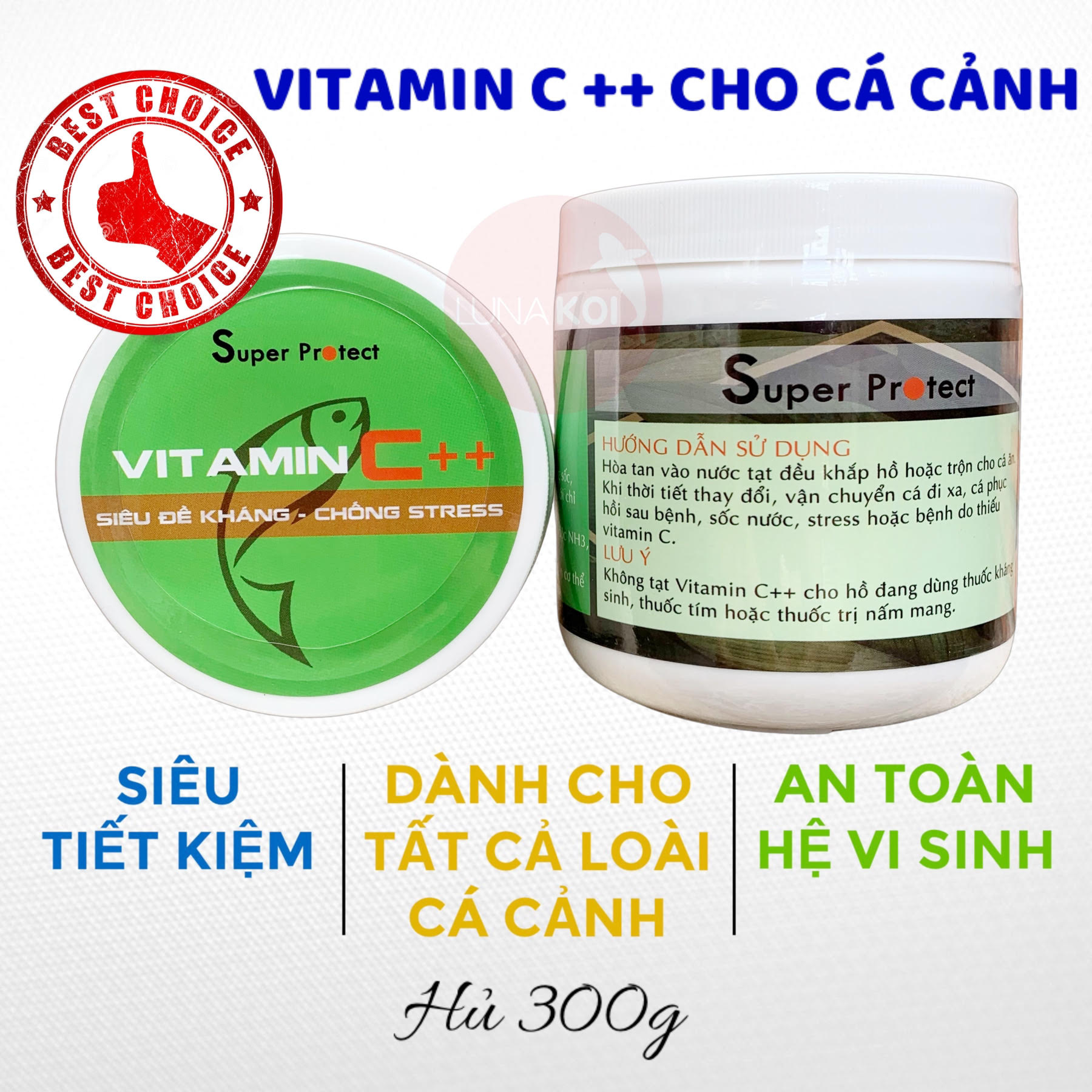 Vitamin C++ 300g Siêu tăng đề kháng cho cá cảnh, chống Stress chuyên dụng cho cá Koi Super Protect