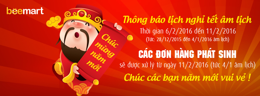 THÔNG BÁO LỊCH NGHỈ TẾT ÂM LỊCH 2016