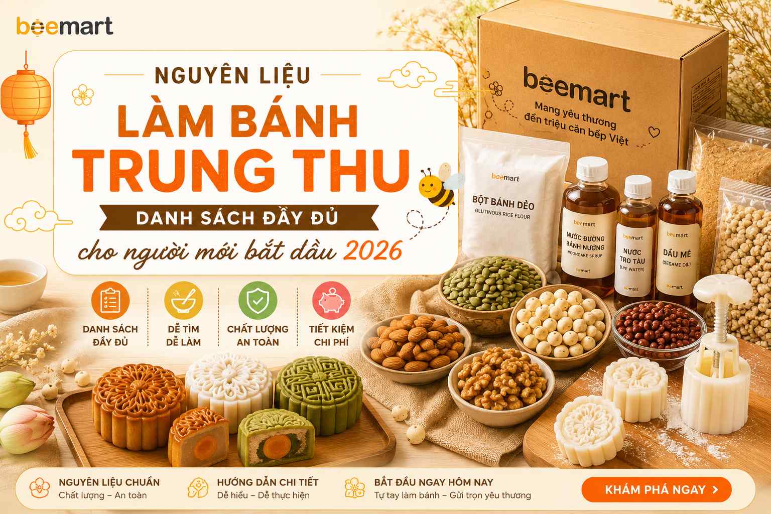 Nguyên liệu làm bánh Trung Thu: Danh sách đầy đủ cho người mới bắt đầu 2026