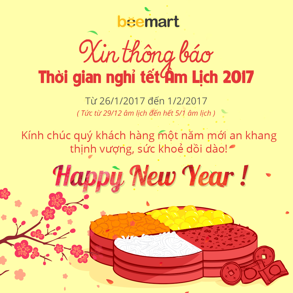 Thông báo lịch nghỉ Tết Đinh Dậu 2017