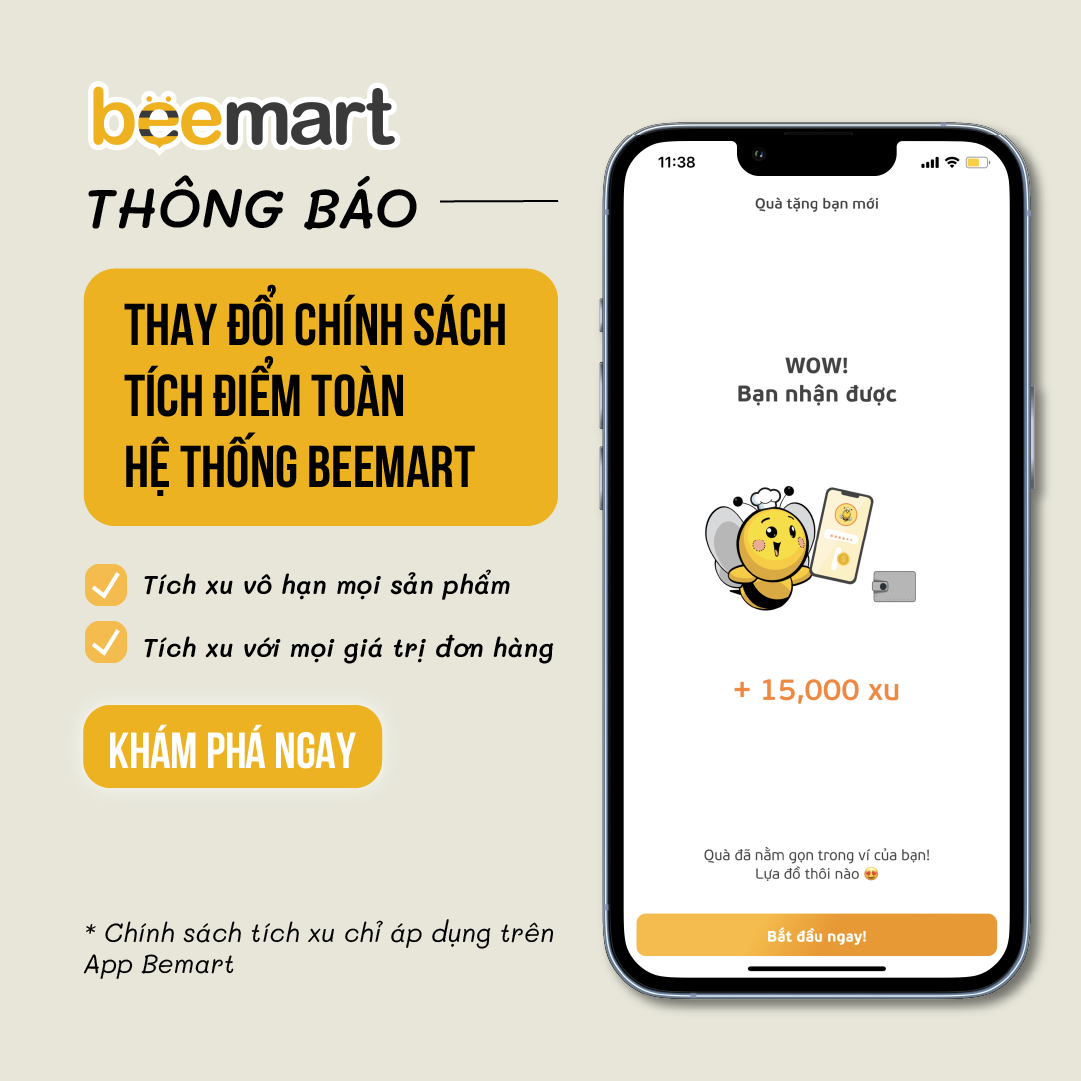 BEEMART THÔNG BÁO THAY ĐỔI CHÍNH SÁCH TÍCH ĐIỂM TRÊN TOÀN HỆ THỐNG