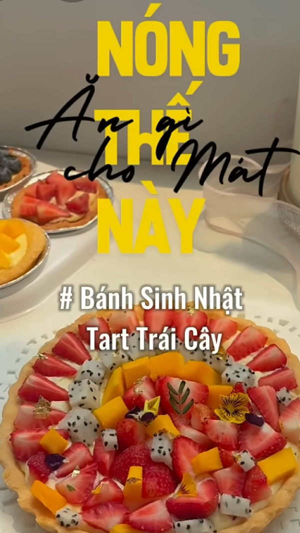 Bánh tart hoa quả phiên bản bánh sinh nhật