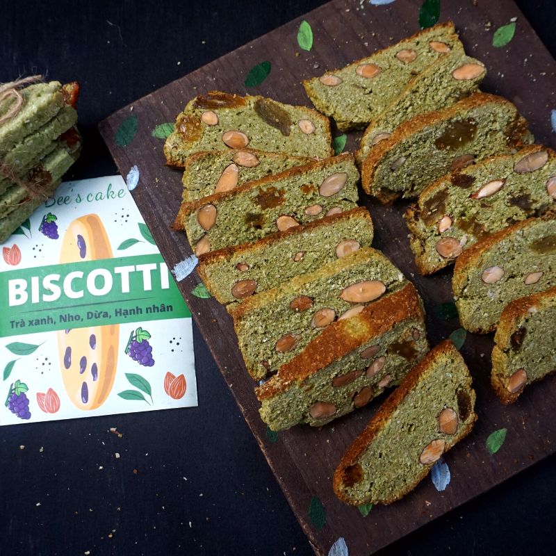 Cách làm bánh biscotti trà xanh nho dừa thơm lừng lạ vị