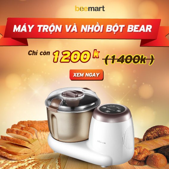 THÁNG 8 GIẢM GIÁ CỰC SỐC MÁY NHỒI VÀ TRỘN BỘT BEAR 3,5L