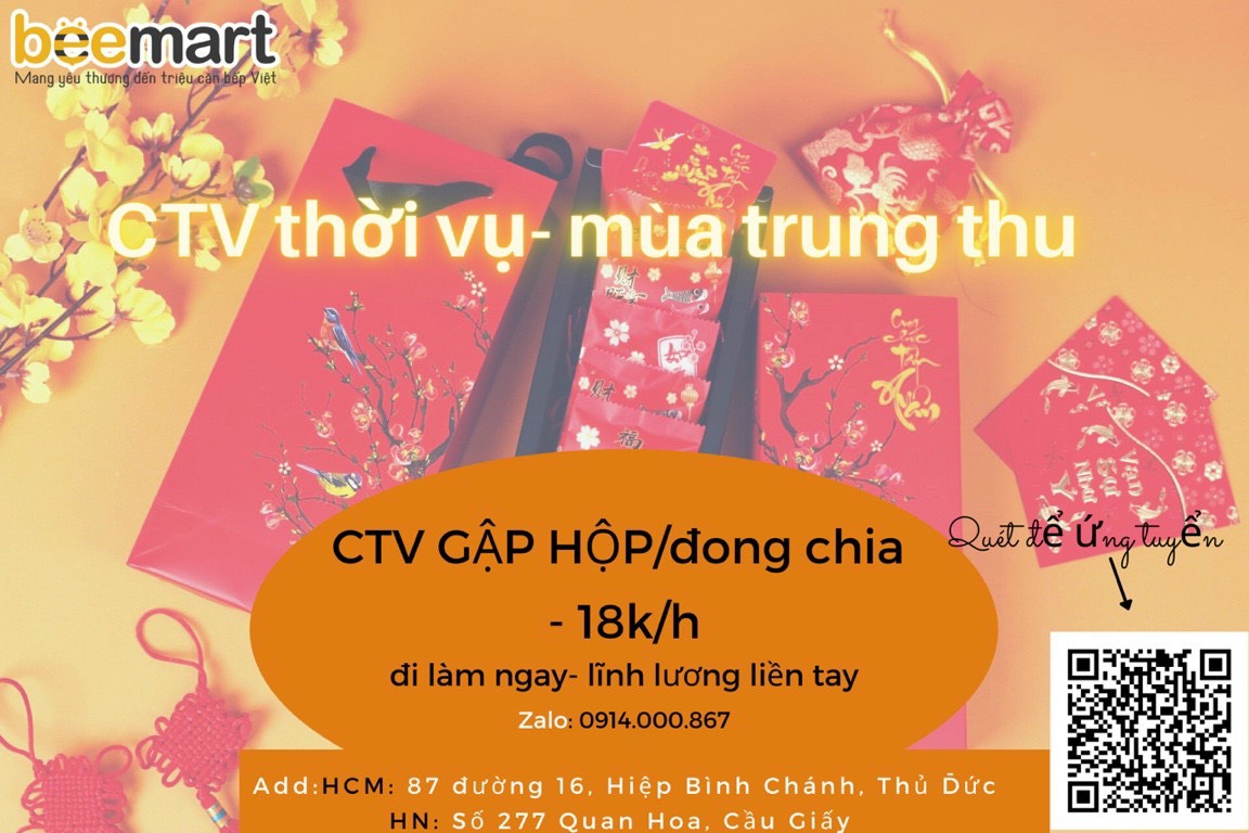 [BEEMART] TUYỂN DỤNG CTV SẢN XUẤT THỜI VỤ - LĨNH LƯƠNG NGAY