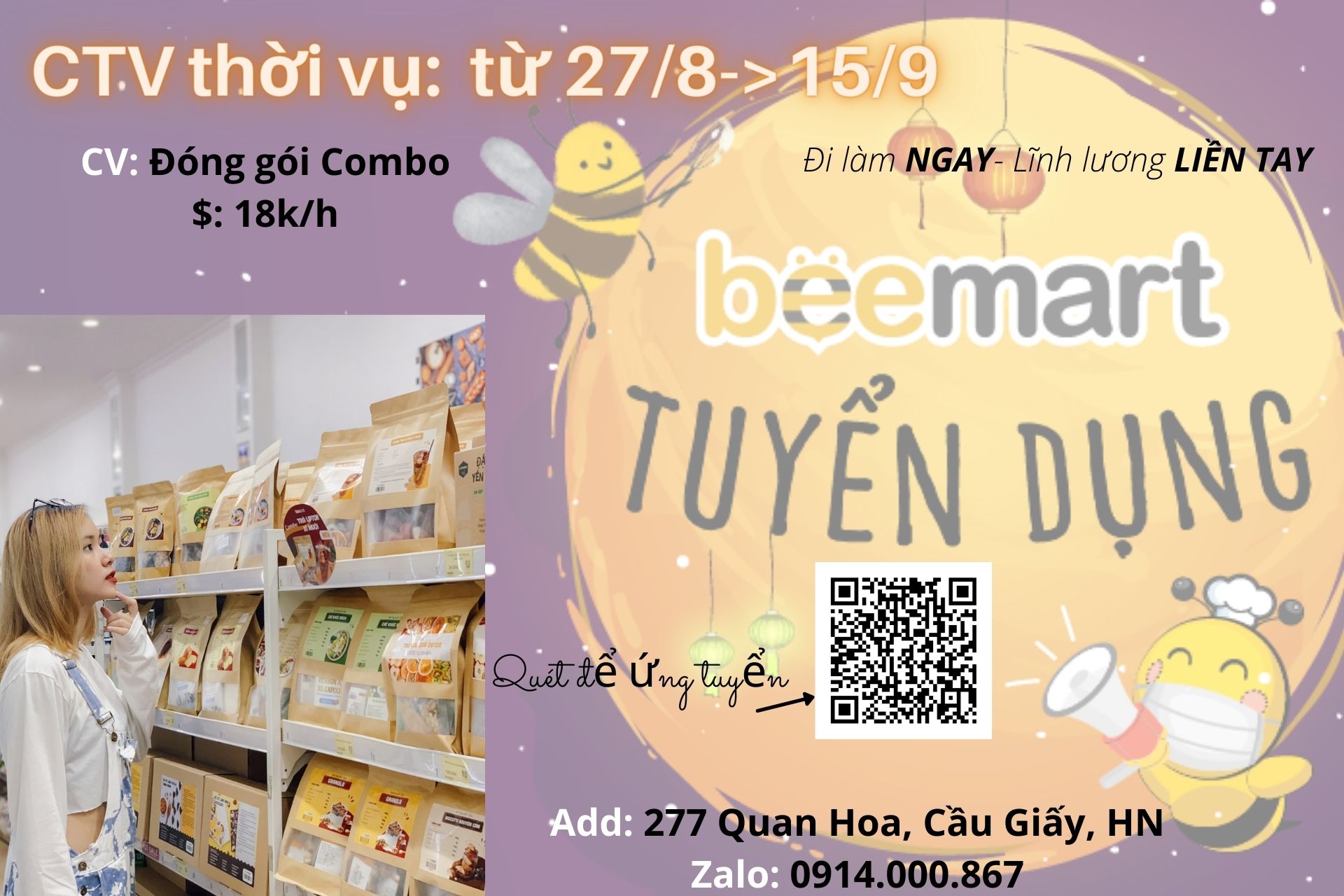 [Beemart HN] TUYỂN DỤNG CTV SẢN XUẤT THỜI VỤ - Đợt 2 từ 27/8 - 15/9