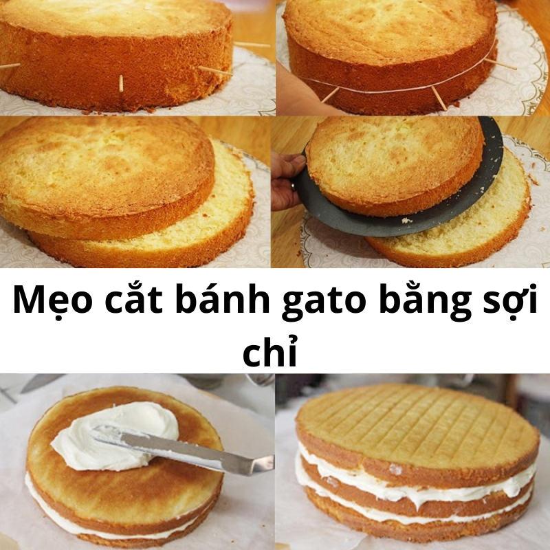 Mách bạn mẹo cắt bánh gato bằng sợi chỉ siêu đơn giản