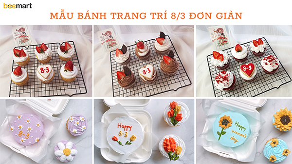 Mẫu bánh trang trí 8/3 đơn giản, độc đáo