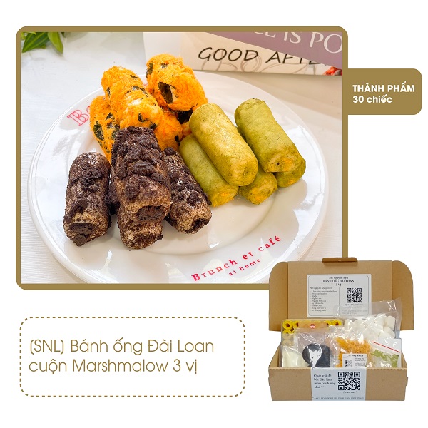 Bánh ống Đài Loan cuộn marshmallow 3 vị