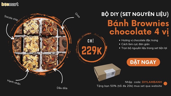 Bộ set nguyên liệu làm bánh brownies tiện lợi