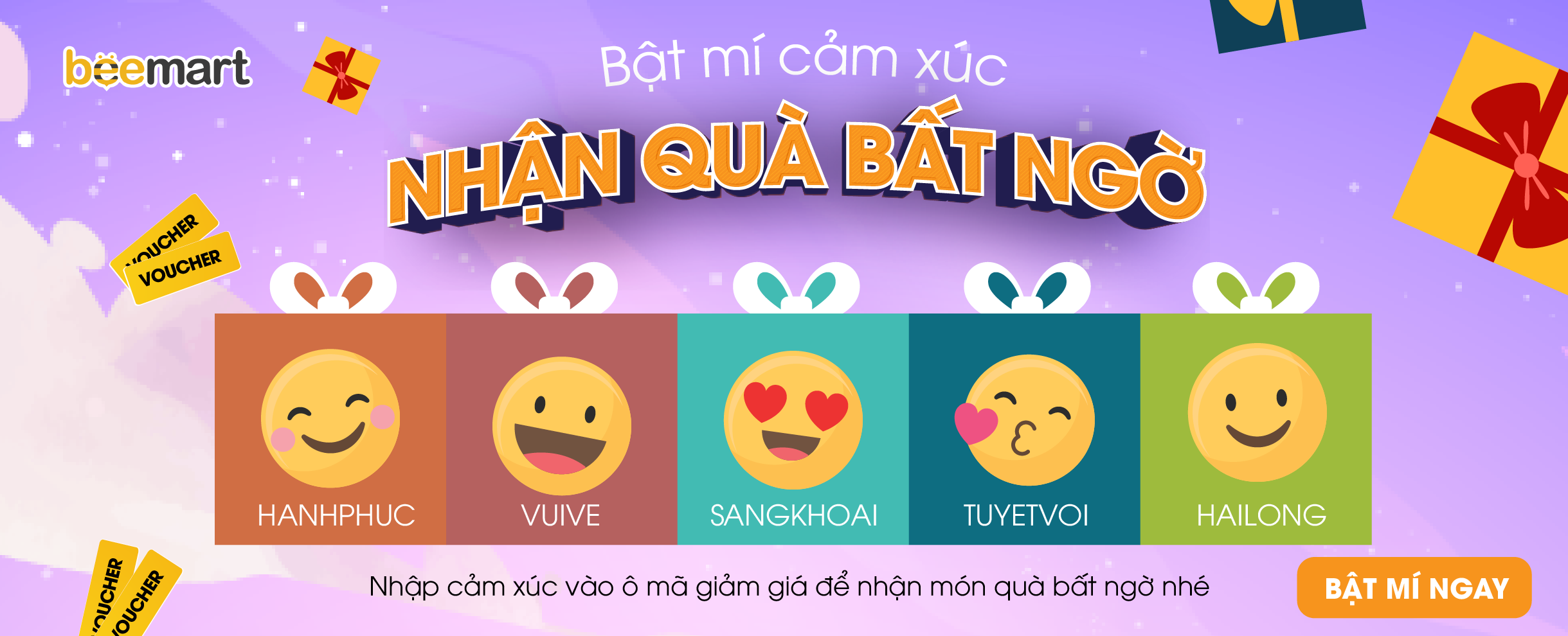 Chọn cảm xúc nhận ưu đãi