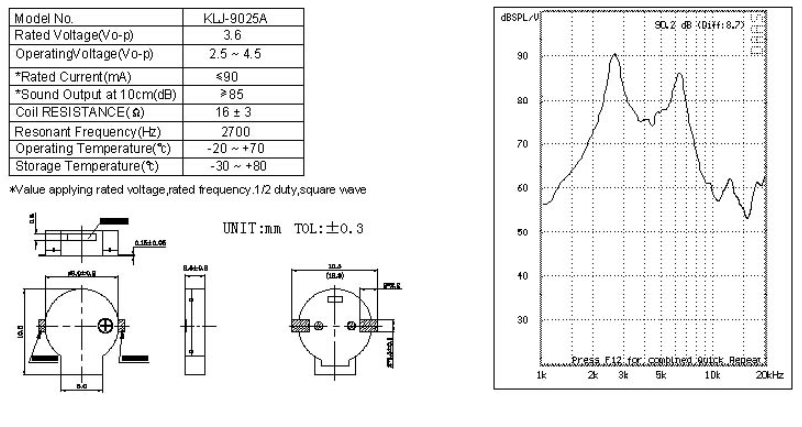 SMD BUZZER KLJ-9025 3.3V 1