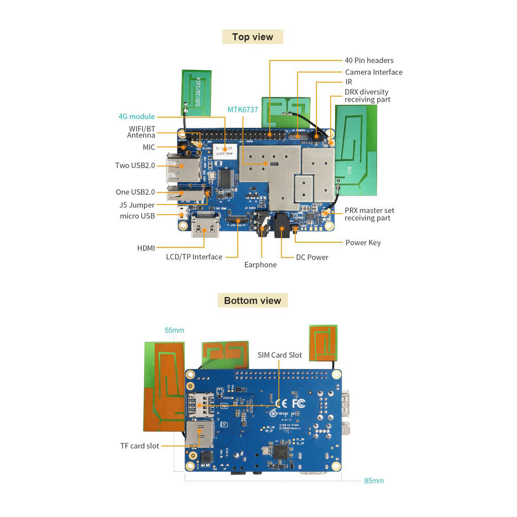 Máy tính nhúng Orange Pi 4G-IOT 5