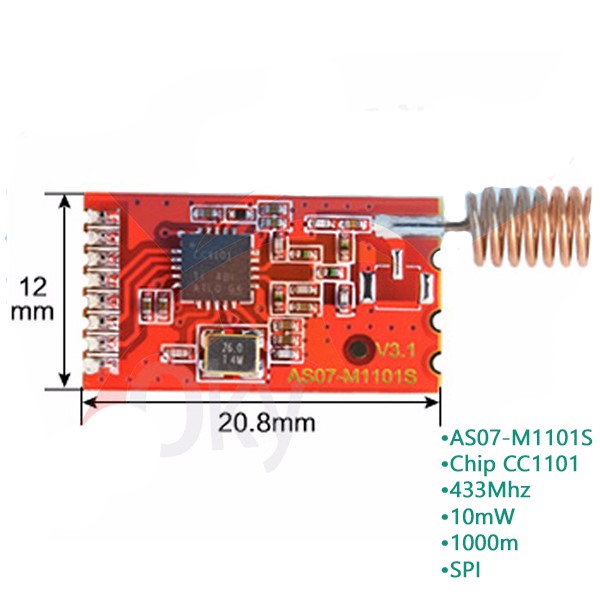 Module Thu Phát RF CC1101 433MHz 1Km SPI ( AS07-M1101S)