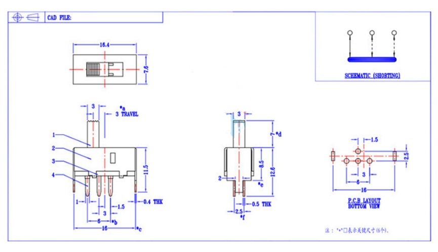 Công Tắc Gạt 4 chân 0.5A 50V SS-13F03G8