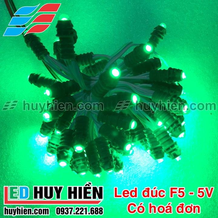led đúc F5 bọc nhựa 9mm màu xanh lá, led đúc f5 9mm xanh lá huyhien.vn