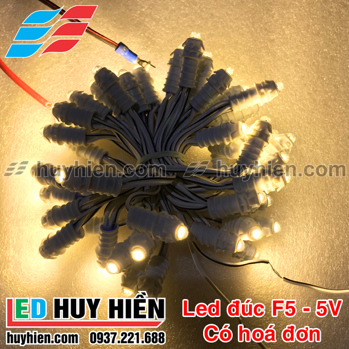 led đúc F5 bọc nhựa 9mm màu trắng ấm, led đúc f5 9mm trắng ấm huyhien.vn