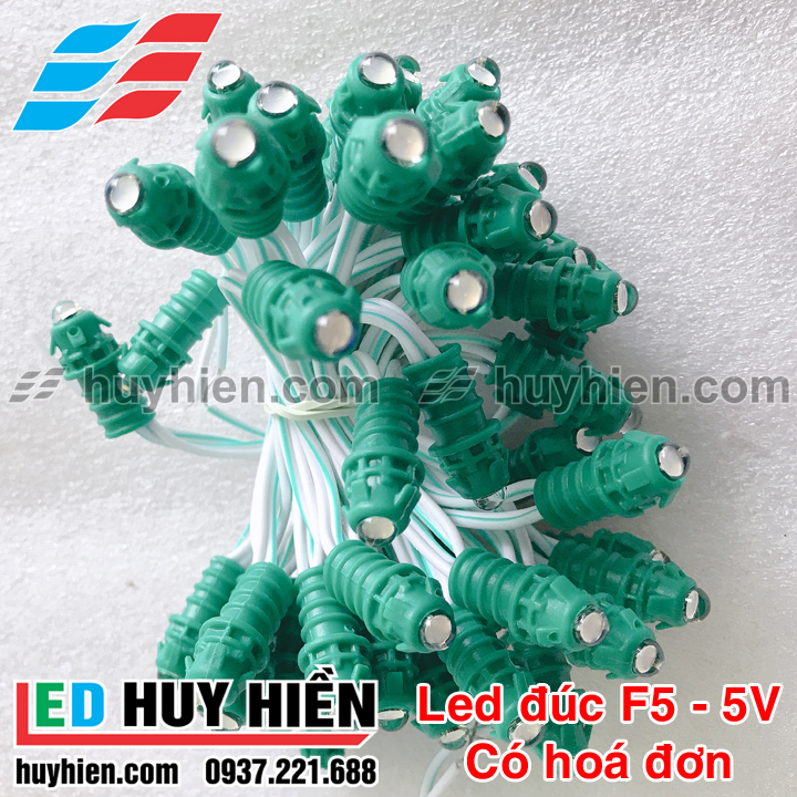 led đúc F5 bọc nhựa 9mm màu xanh lá, led đúc f5 9mm xanh lá huyhien.vn