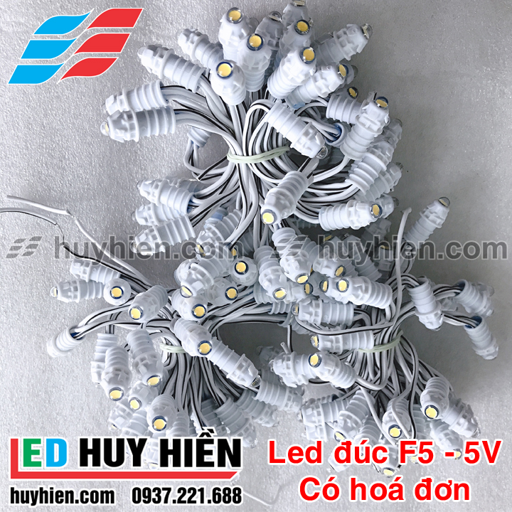 led đúc F5 bọc nhựa 9mm màu trắng ấm, led đúc f5 9mm trắng ấm huyhien.vn