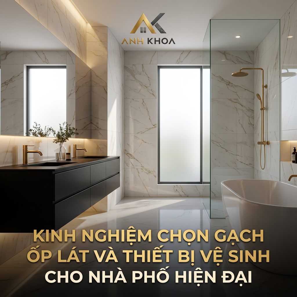 Kinh Nghiệm Chọn Gạch Ốp Lát Và Thiết Bị Vệ Sinh Cho Nhà Phố Hiện Đại