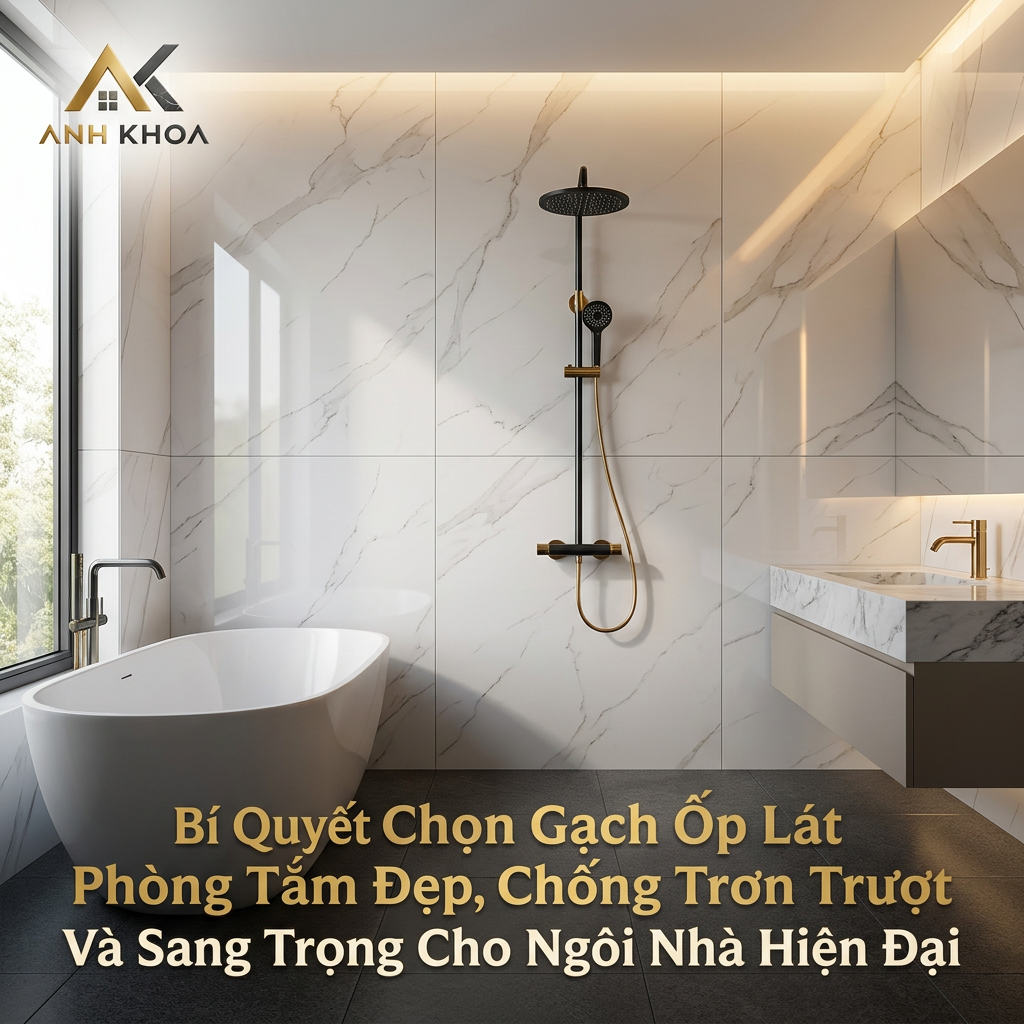 Bí Quyết Chọn Gạch Ốp Lát Phòng Tắm Đẹp, Chống Trơn Trượt Và Sang Trọng Cho Ngôi Nhà Hiện Đại