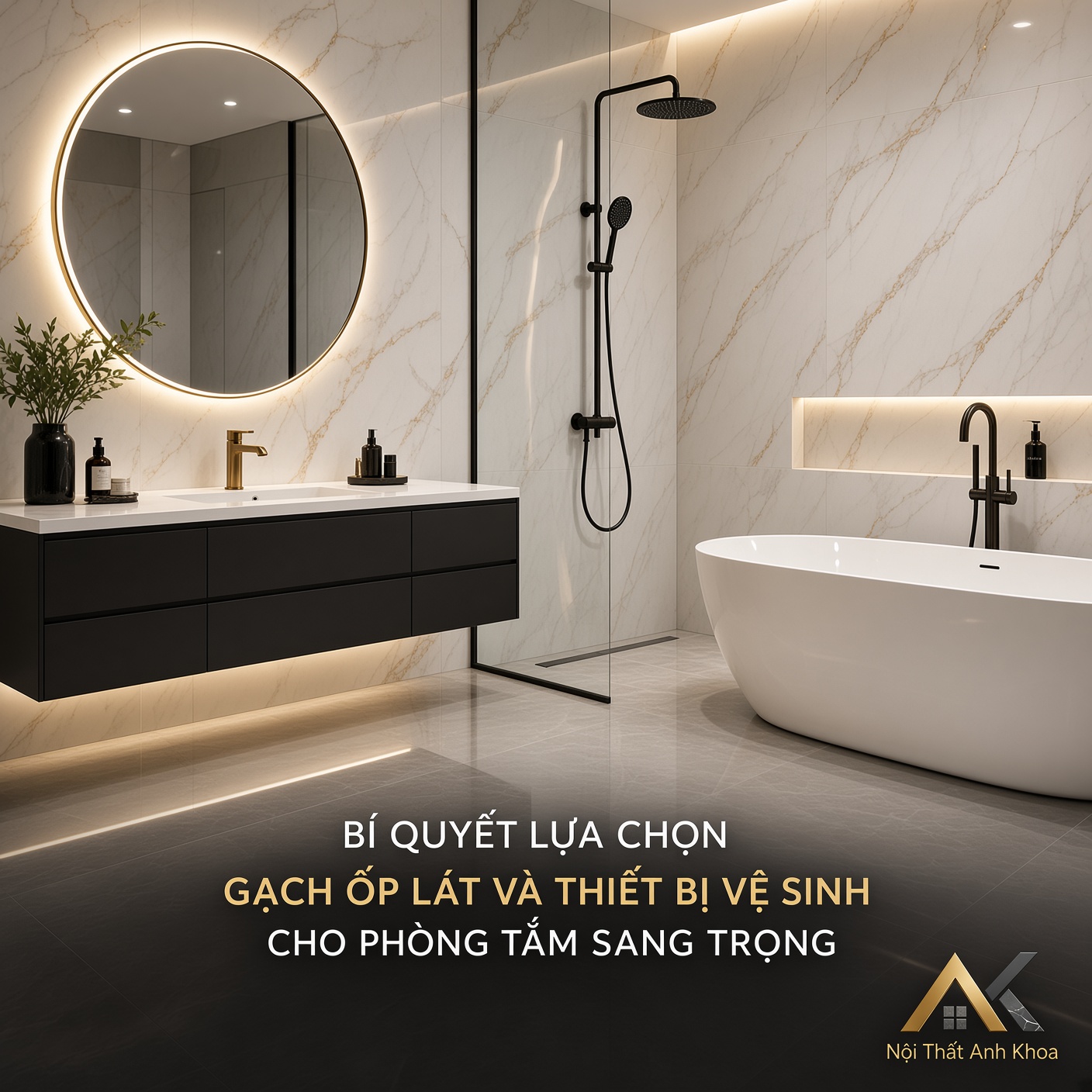 Bí Quyết Lựa Chọn Gạch Ốp Lát Và Thiết Bị Vệ Sinh Cho Phòng Tắm Sang Trọng
