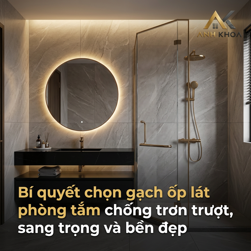 Bí quyết chọn gạch ốp lát phòng tắm chống trơn trượt, sang trọng và bền đẹp