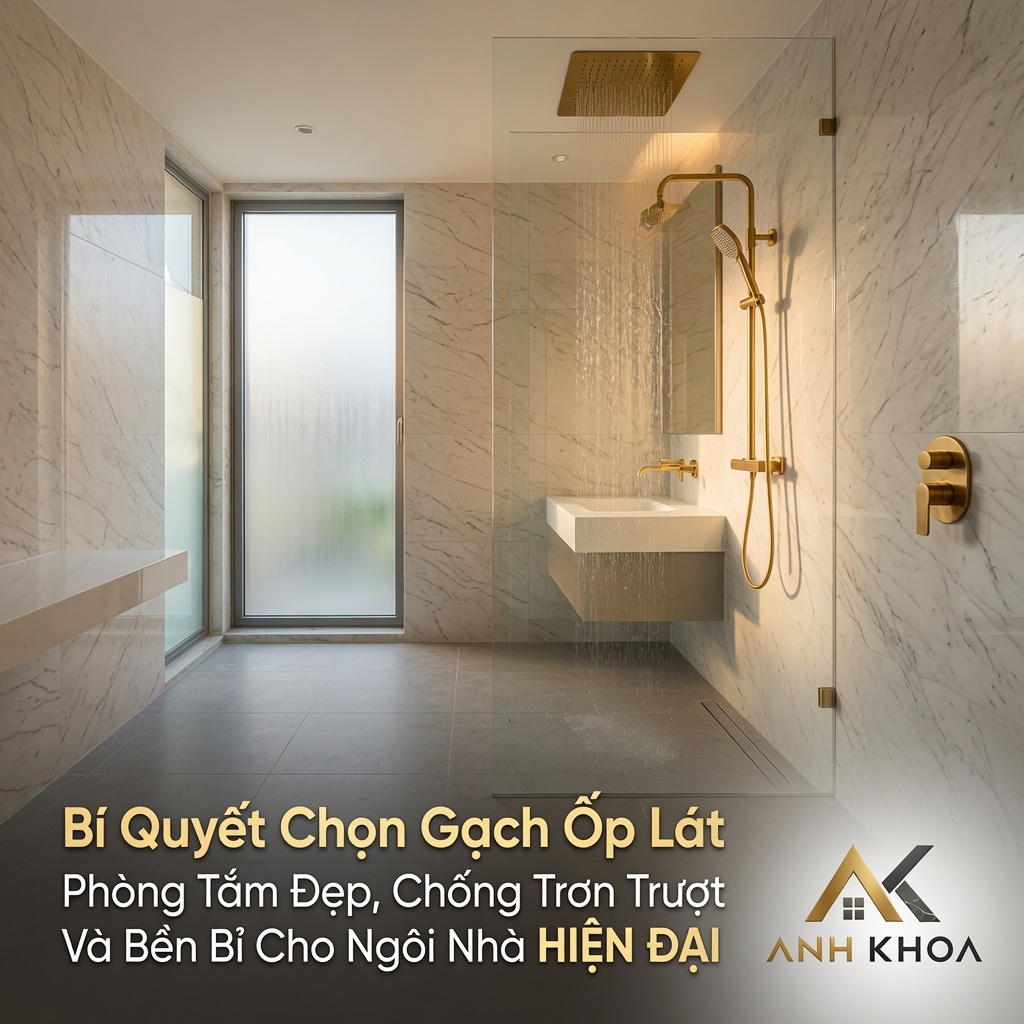 Bí Quyết Chọn Gạch Ốp Lát Phòng Tắm Đẹp, Chống Trơn Trượt Và Bền Bỉ Cho Ngôi Nhà Hiện Đại