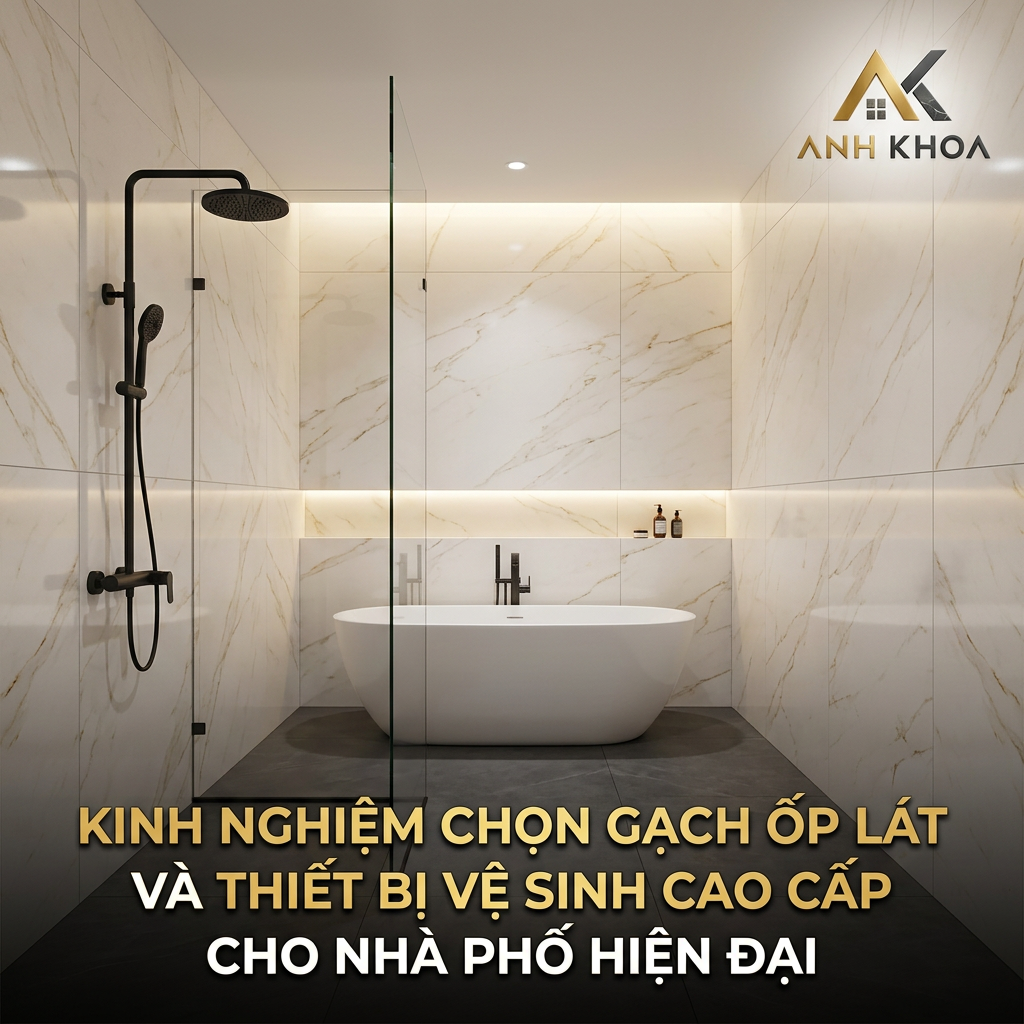 Kinh nghiệm chọn gạch ốp lát và thiết bị vệ sinh cao cấp cho nhà phố hiện đại