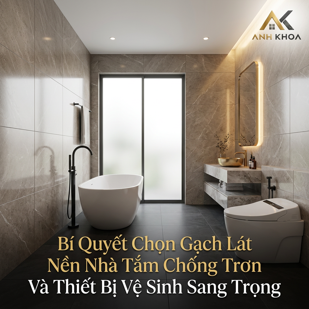 Bí Quyết Chọn Gạch Lát Nền Nhà Tắm Chống Trơn Và Thiết Bị Vệ Sinh Sang Trọng Cho Biệt Thự Và Nhà Phố