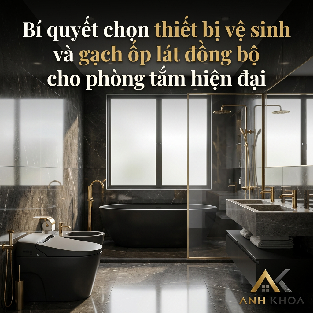 Bí quyết chọn thiết bị vệ sinh và gạch ốp lát đồng bộ cho phòng tắm hiện đại