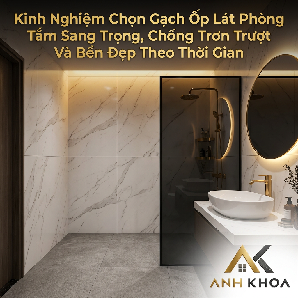 Kinh Nghiệm Chọn Gạch Ốp Lát Phòng Tắm Sang Trọng, Chống Trơn Trượt Và Bền Đẹp Theo Thời Gian