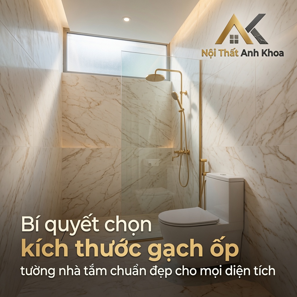 Bí quyết chọn kích thước gạch ốp tường nhà tắm chuẩn đẹp cho mọi diện tích