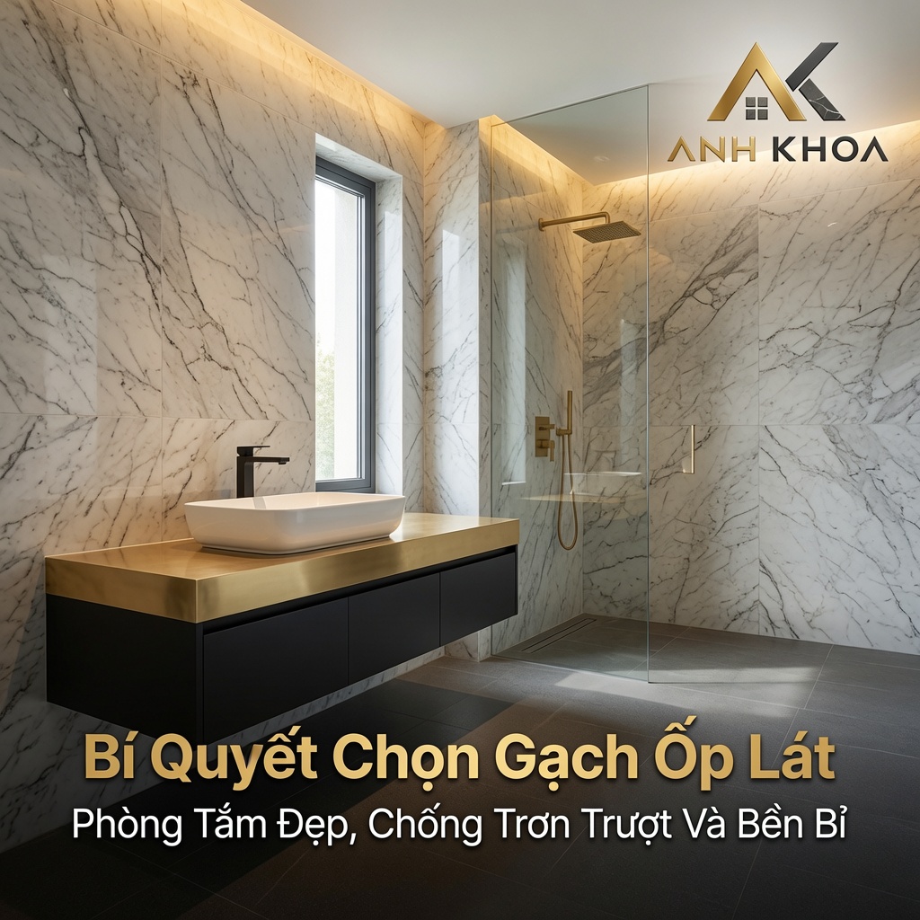 Bí Quyết Chọn Gạch Ốp Lát Phòng Tắm Đẹp, Chống Trơn Trượt Và Bền Bỉ Cho Ngôi Nhà Hiện Đại