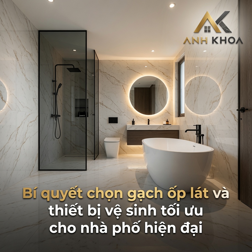 Bí quyết chọn gạch ốp lát và thiết bị vệ sinh tối ưu cho nhà phố hiện đại
