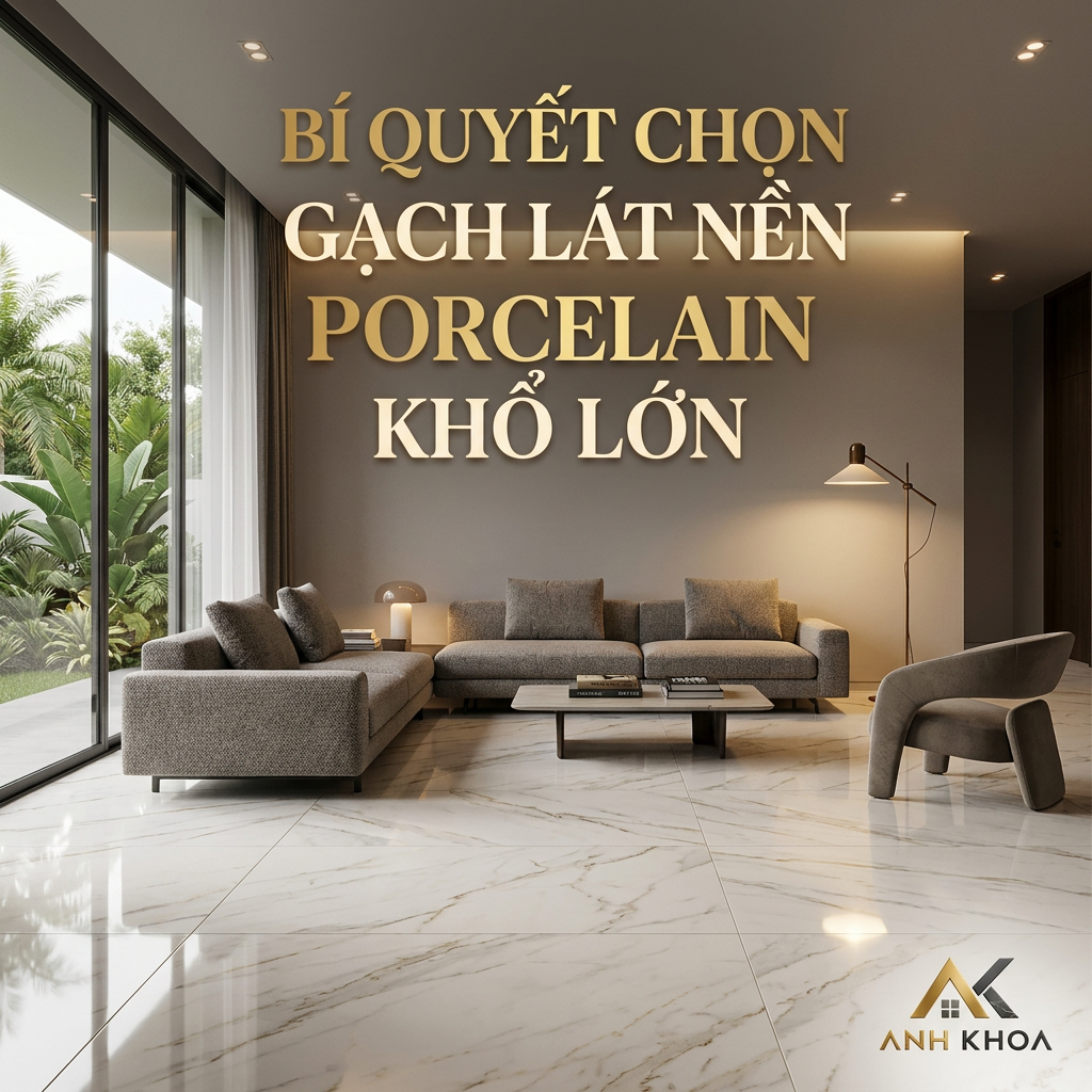 Bí Quyết Chọn Gạch Lát Nền Porcelain Khổ Lớn Cho Phòng Khách Sang Trọng