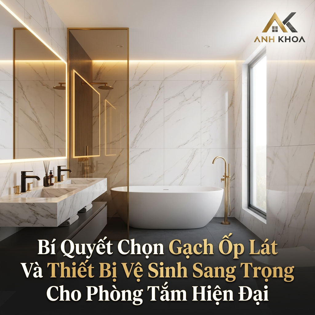 Bí Quyết Chọn Gạch Ốp Lát Và Thiết Bị Vệ Sinh Sang Trọng Cho Phòng Tắm Hiện Đại
