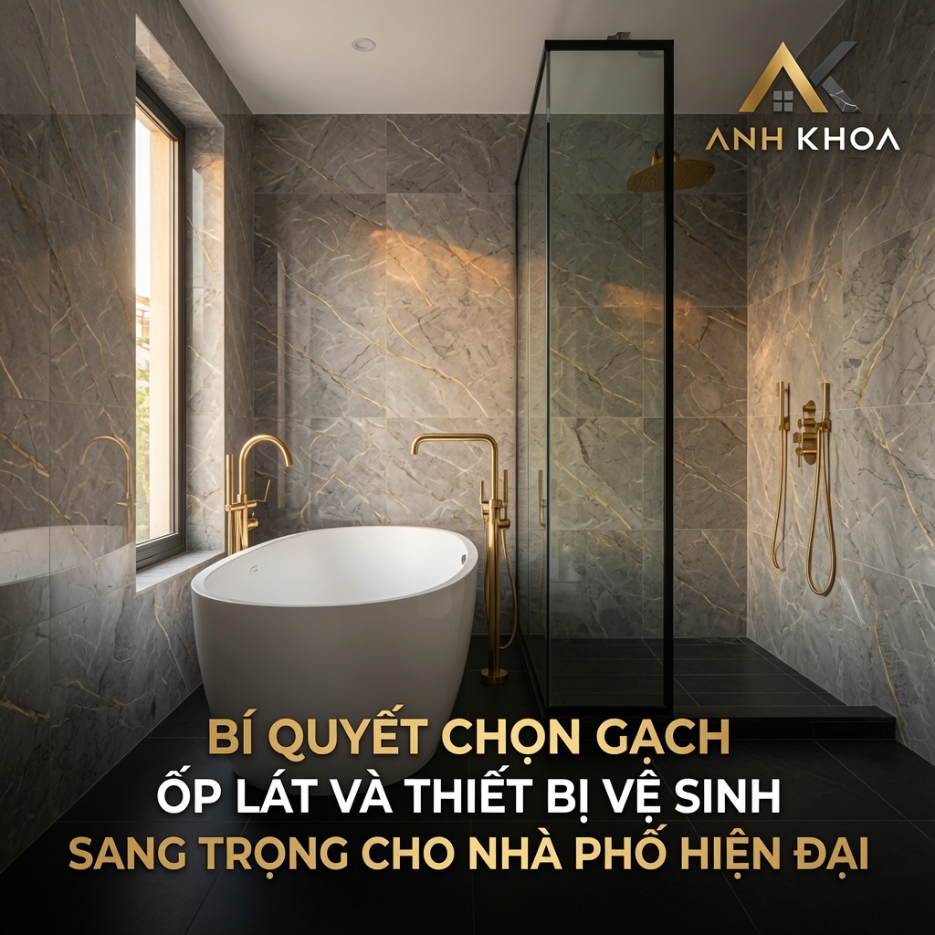 Bí Quyết Chọn Gạch Ốp Lát Và Thiết Bị Vệ Sinh Sang Trọng Cho Nhà Phố Hiện Đại