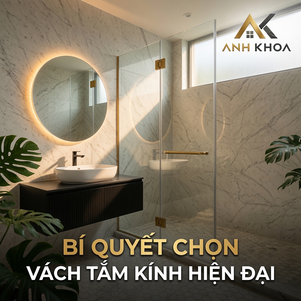 Bí quyết chọn vách tắm kính cường lực hiện đại: Sang trọng, an toàn và tối ưu diện tích