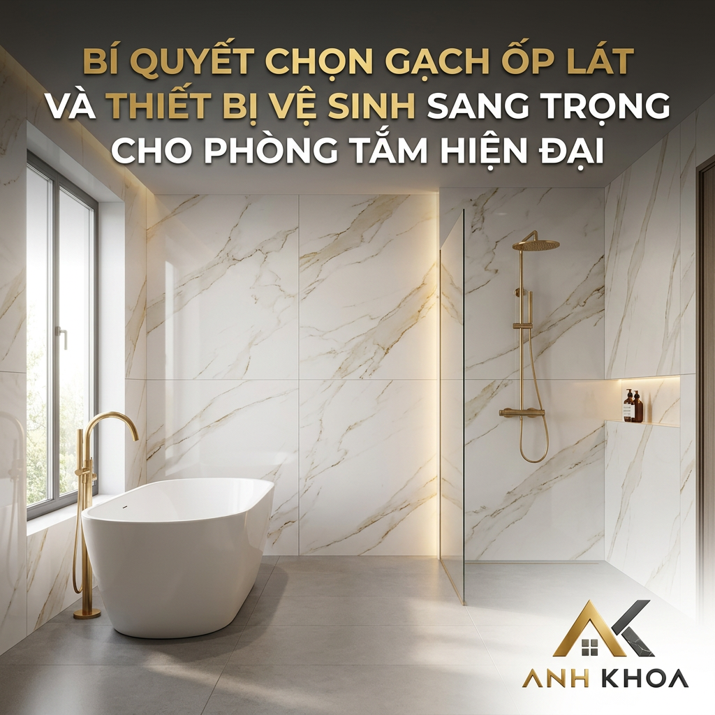Bí Quyết Chọn Gạch Ốp Lát Và Thiết Bị Vệ Sinh Sang Trọng Cho Phòng Tắm Hiện Đại