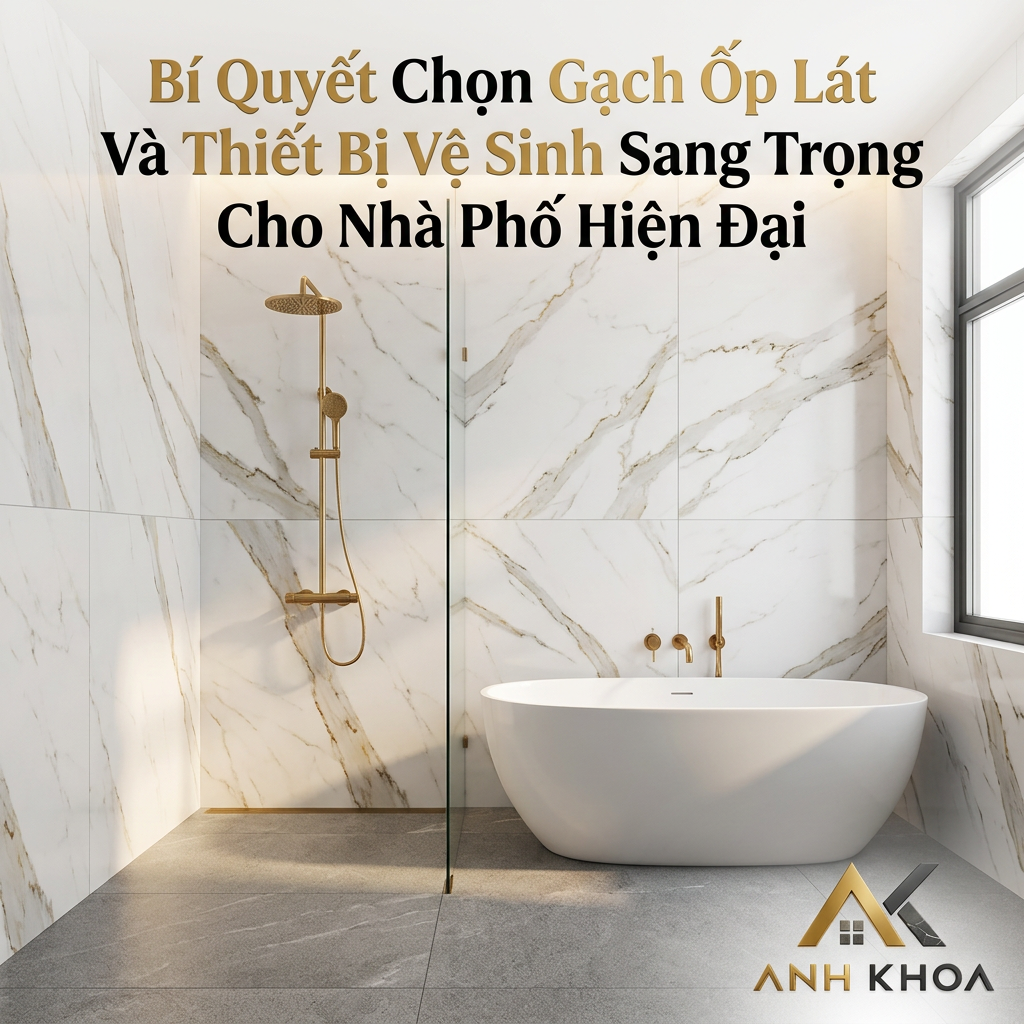 Bí Quyết Chọn Gạch Ốp Lát Và Thiết Bị Vệ Sinh Sang Trọng Cho Nhà Phố Hiện Đại