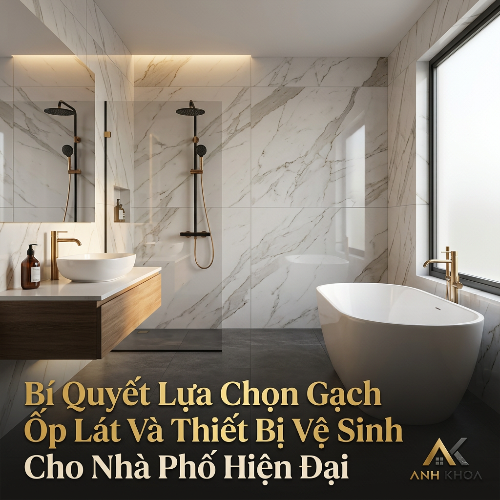 Bí Quyết Lựa Chọn Gạch Ốp Lát Và Thiết Bị Vệ Sinh Cho Nhà Phố Hiện Đại